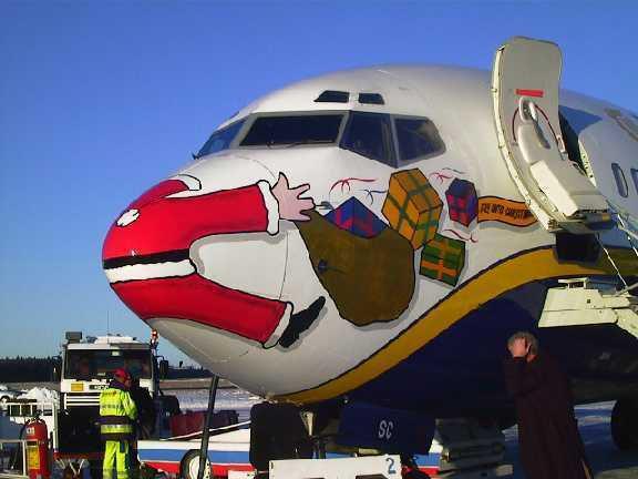 a plane with a cartoon design on it