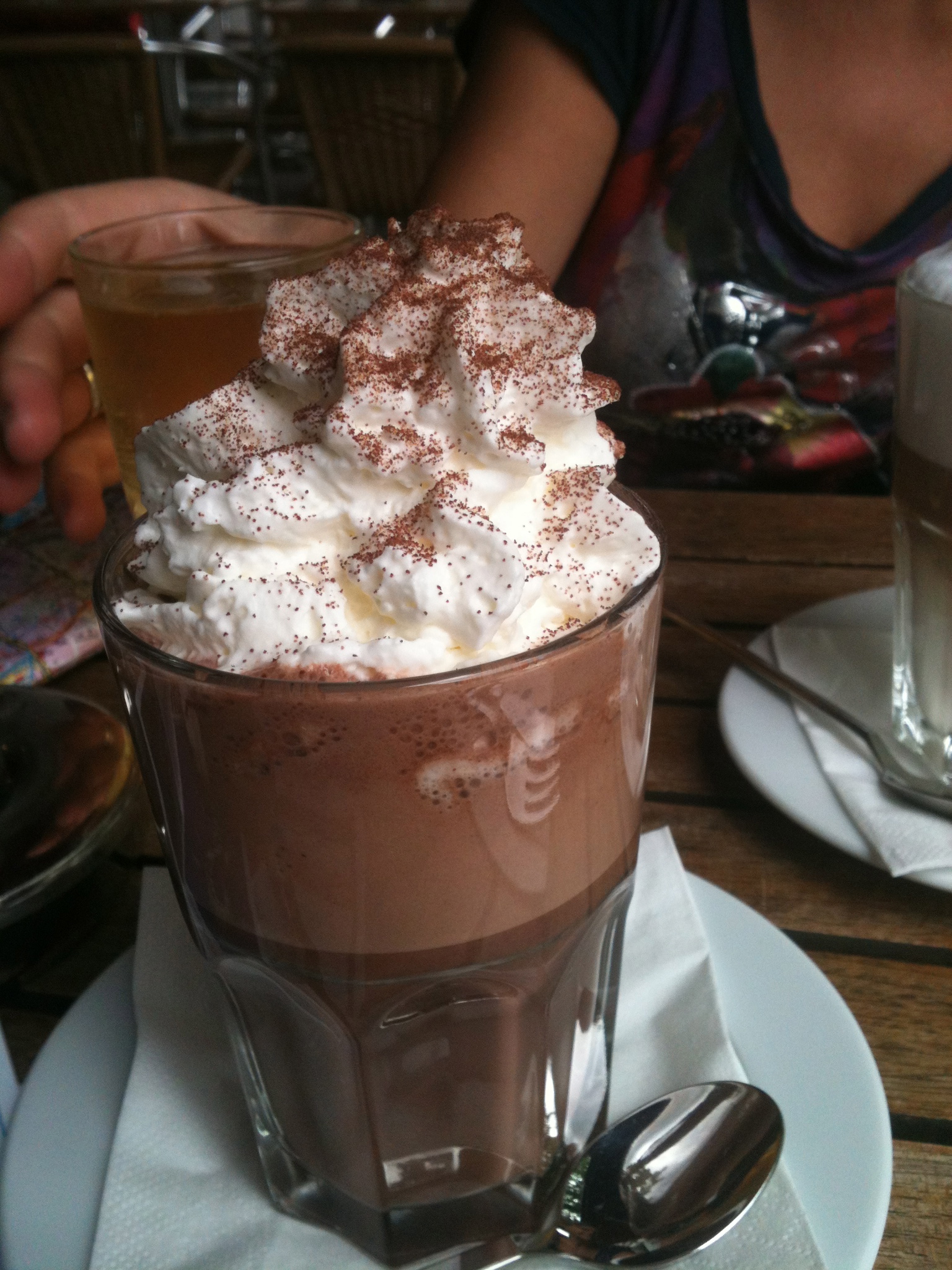 a glass of chocolate milkshake with whipped cream