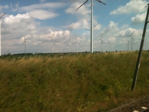 a wind turbines in a field