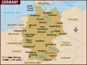 a map of germany with black text