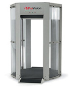 a metal detector with glass doors