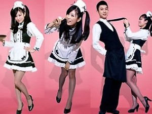 a group of people wearing maid outfits
