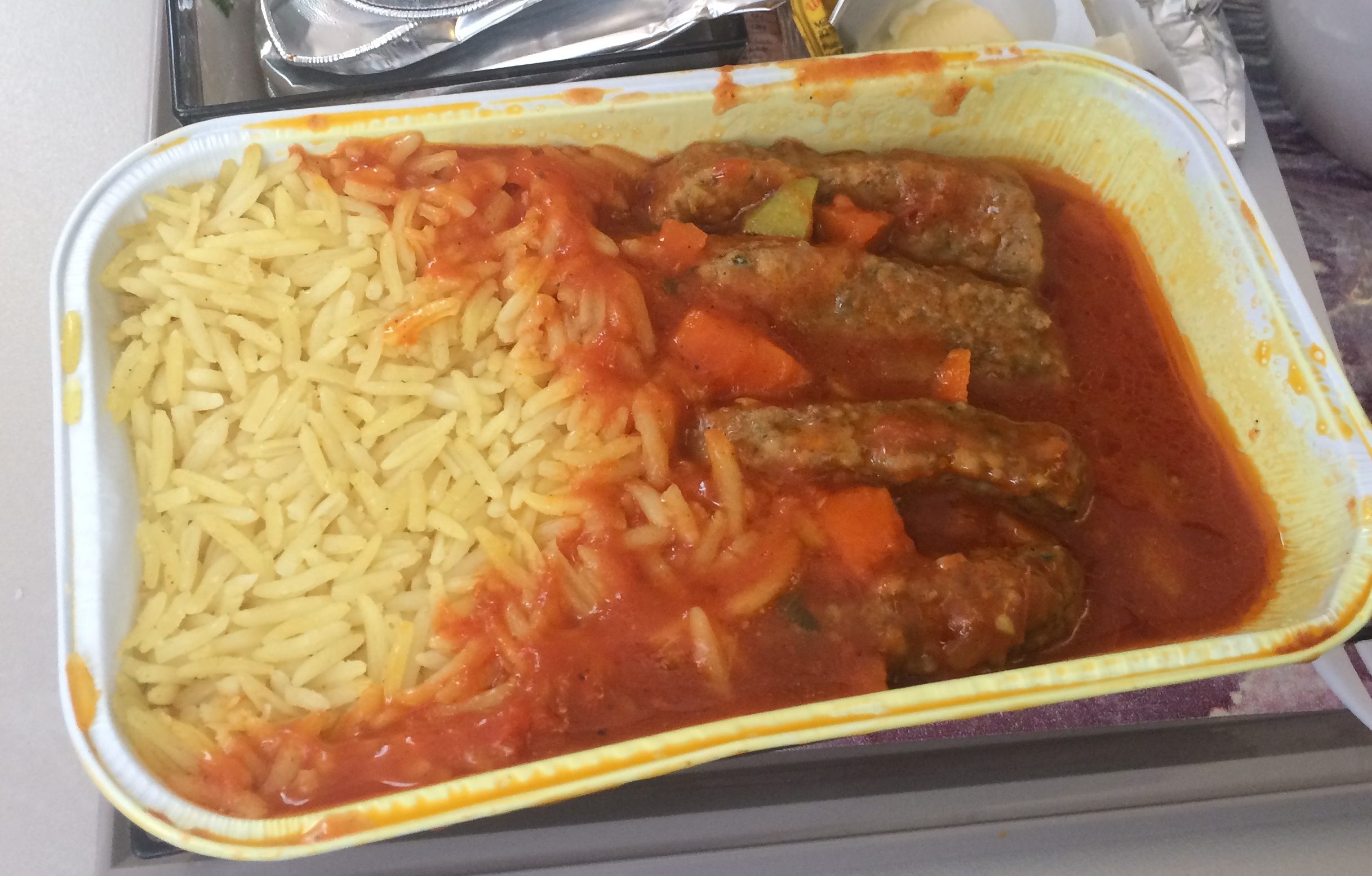 a container of food with meat and rice