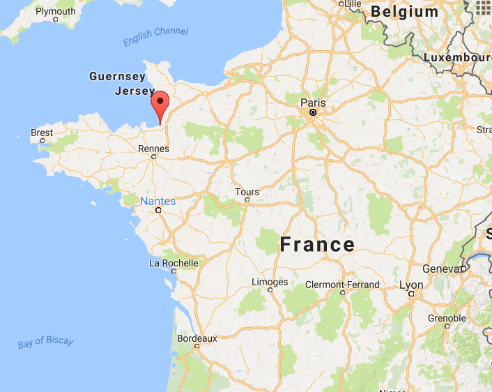 a map of france with a location pin