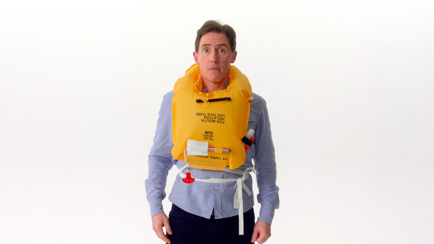 a man wearing a life jacket