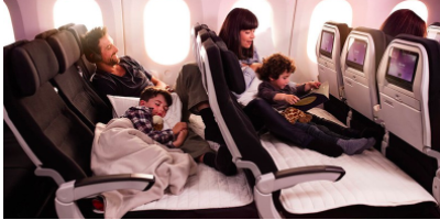 a family on an airplane