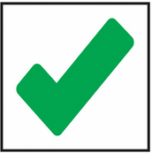 a green check mark in a white background