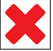 a red x sign on a white background