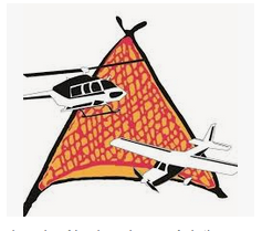 a helicopter and plane flying in a triangular shape