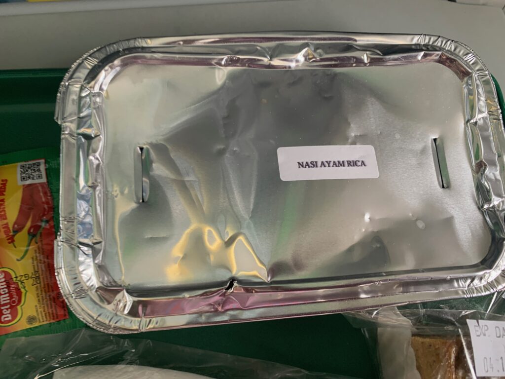 a foil tray with a label on it