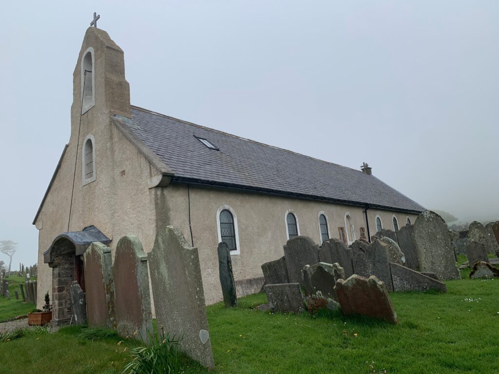 a church with a cemetery