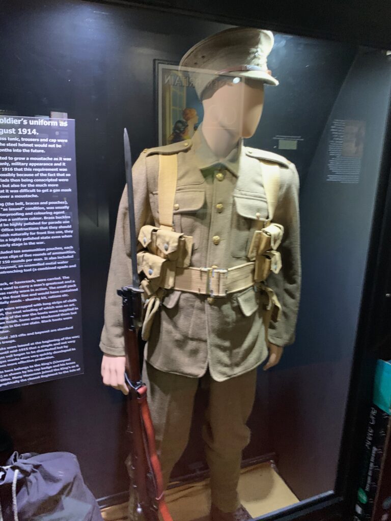a mannequin in a military uniform