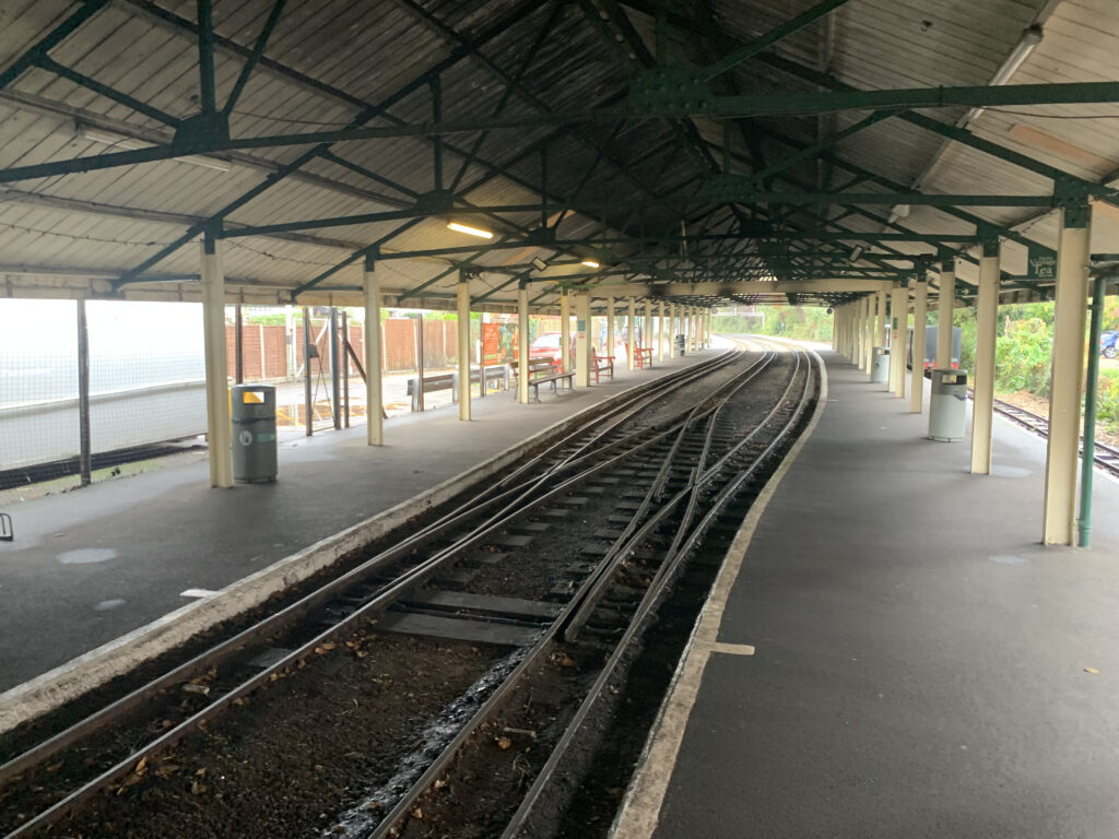 a train tracks in a train station