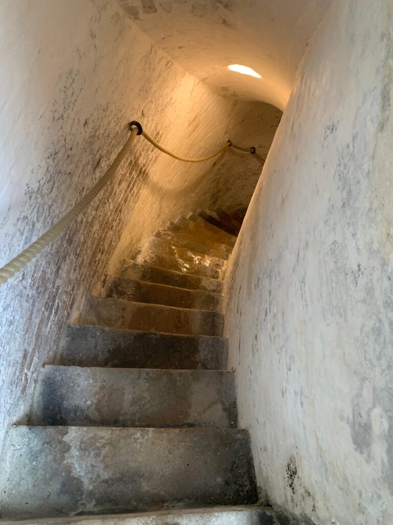 a staircase with a rope attached to it