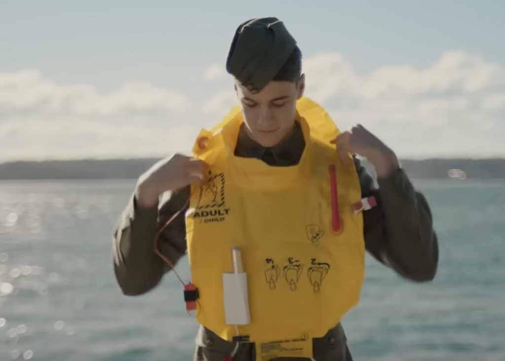 a person wearing a life jacket