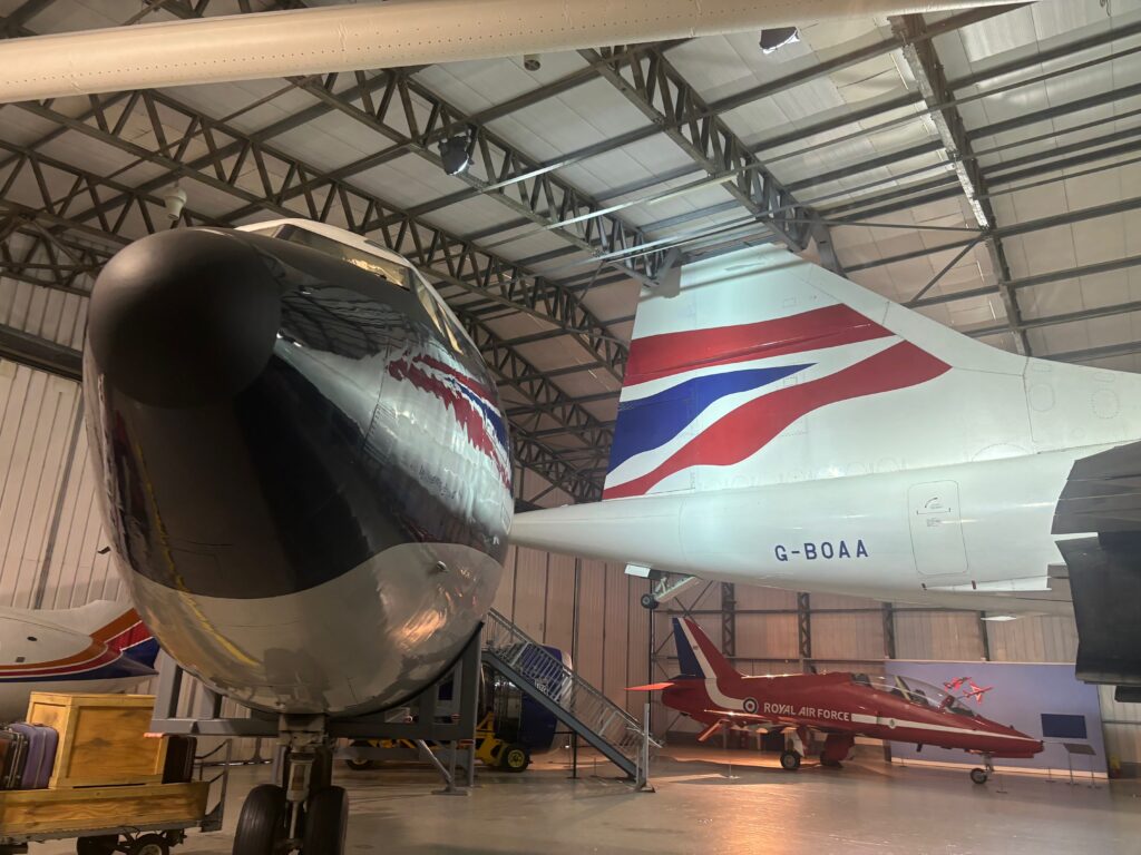 a plane in a hangar