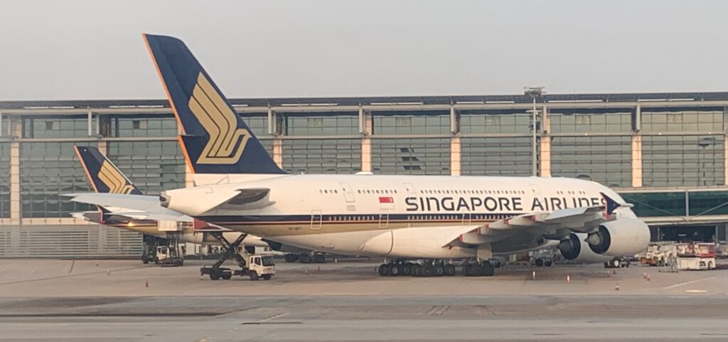 a large airplane parked at an airport