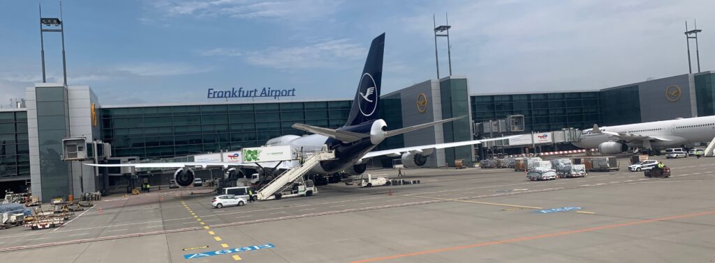 an airplane parked at an airport