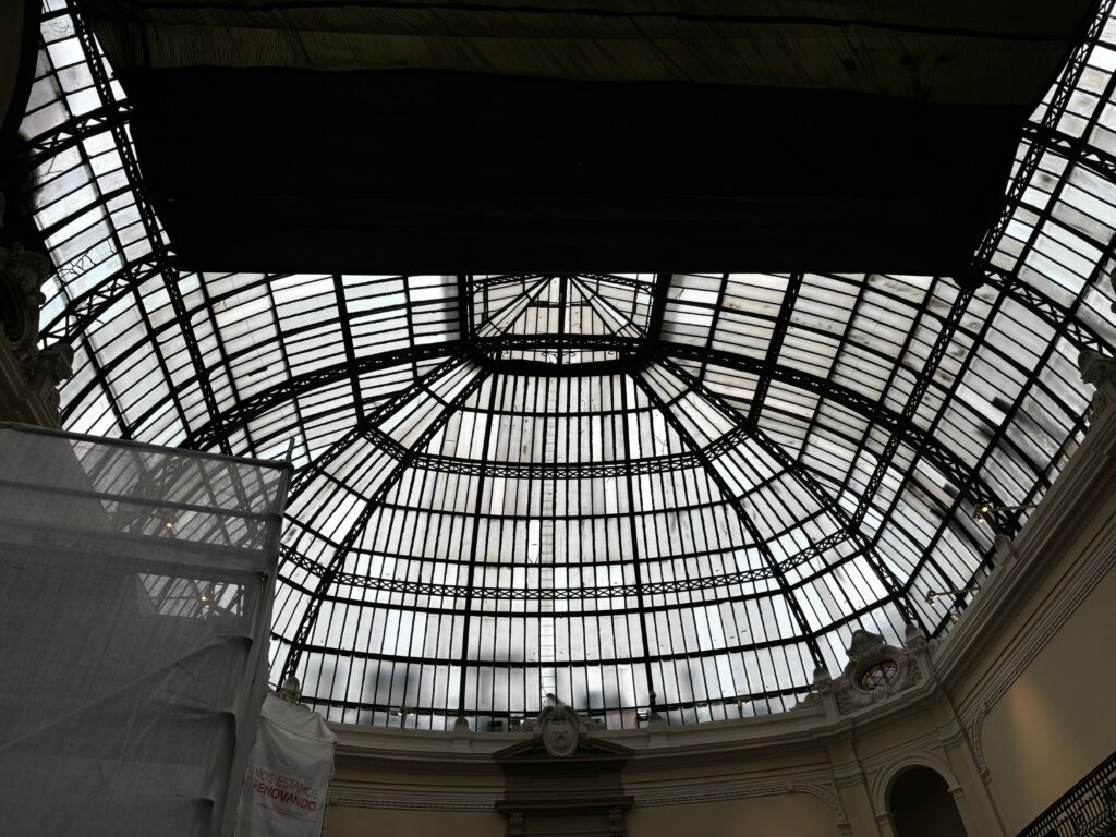 a glass dome with a roof