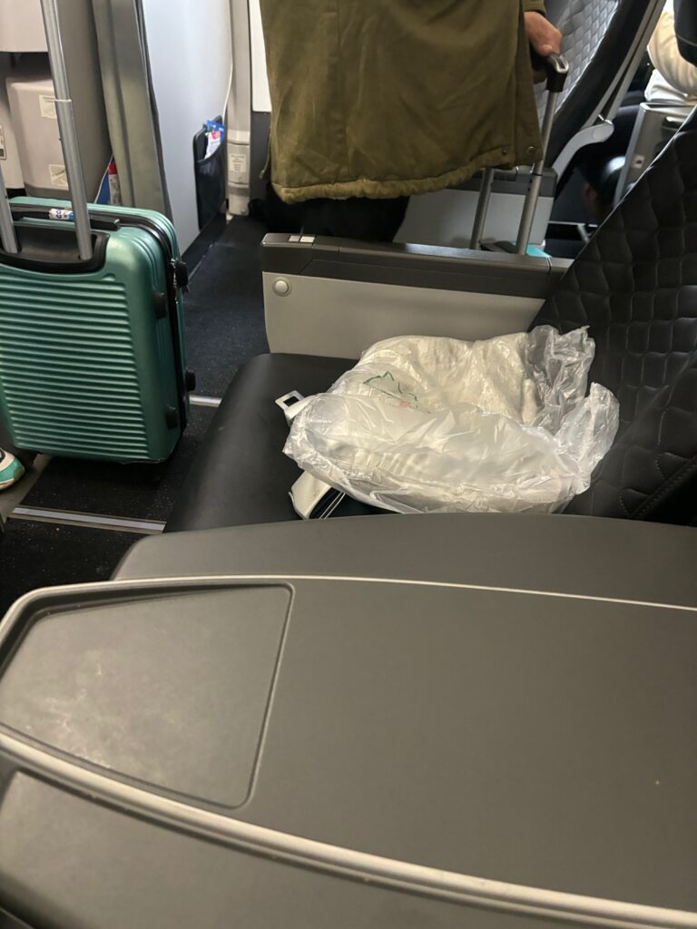 a plastic bag on a seat