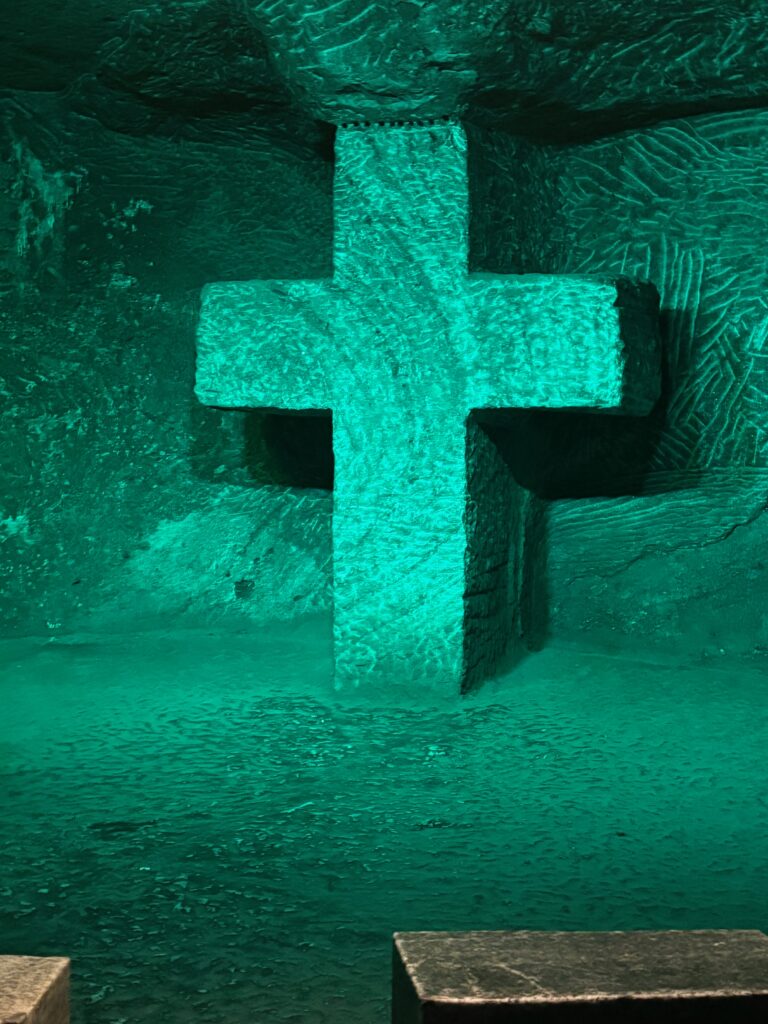 a cross in a cave