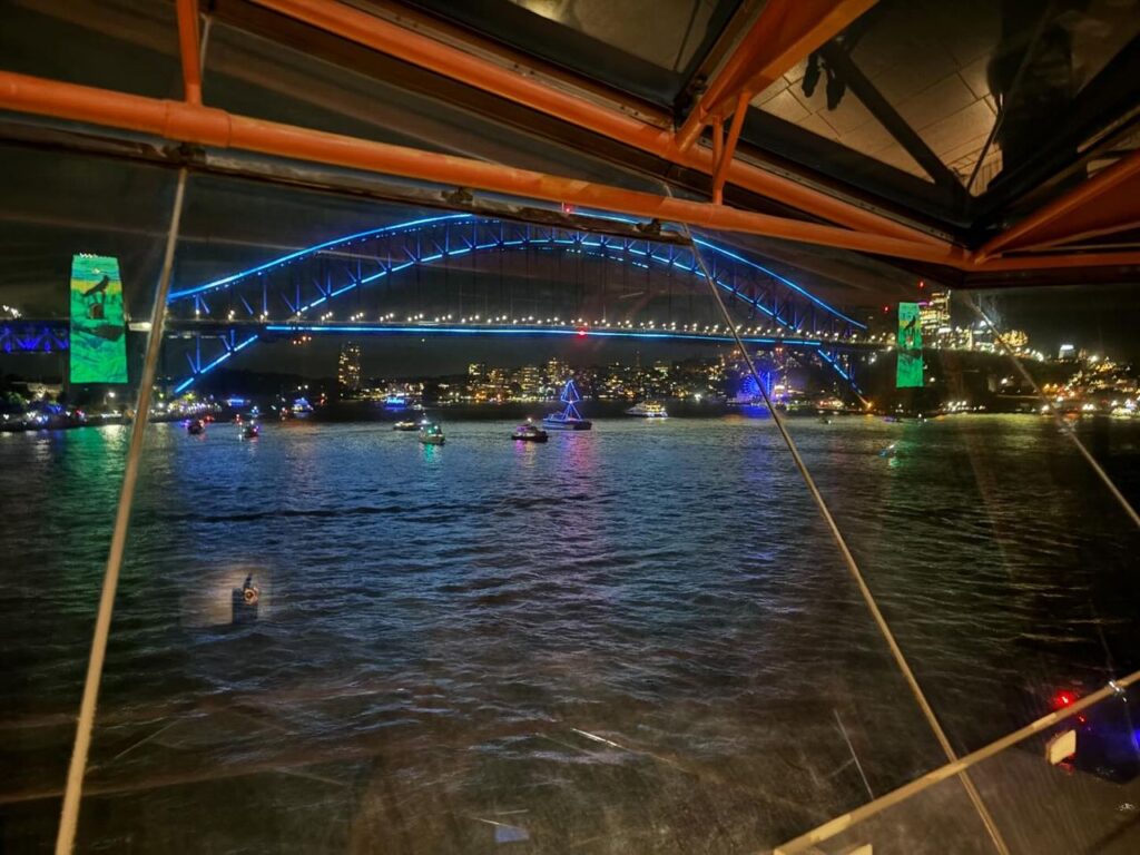 a view of a bridge from a window