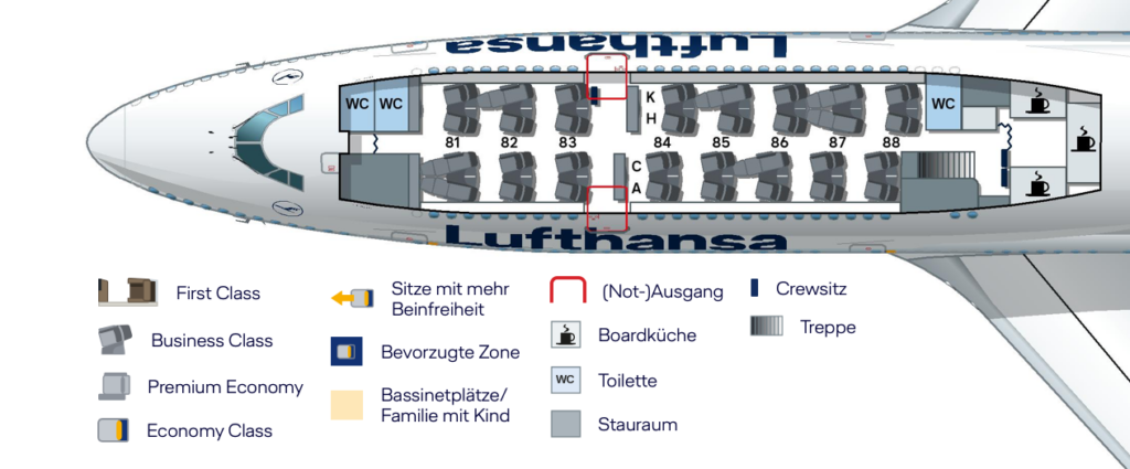 a plane with seats and symbols