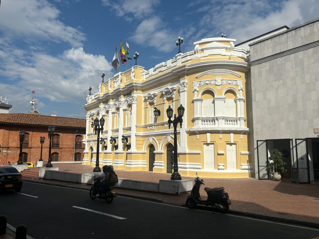 a building with a flag on top