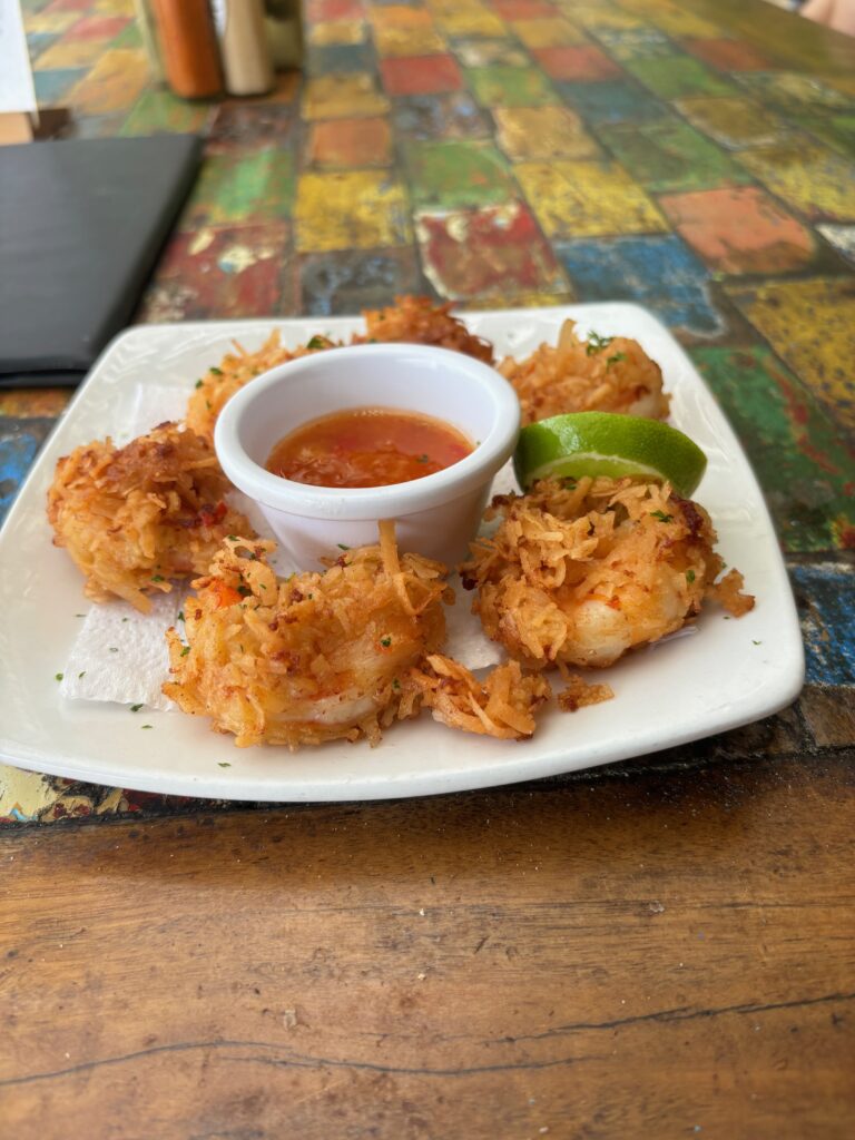 a plate of fried shrimp with sauce