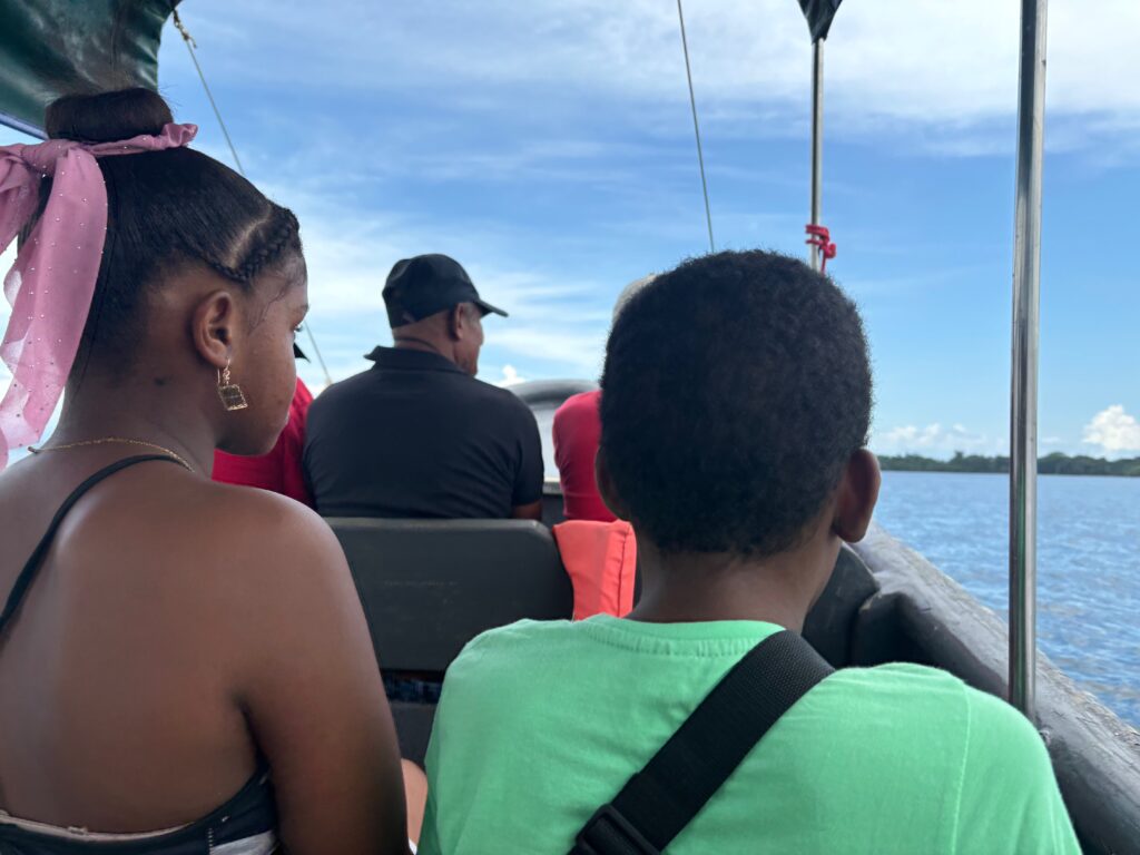 a group of people on a boat