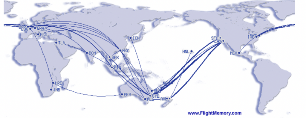 a map of the world with lines and points