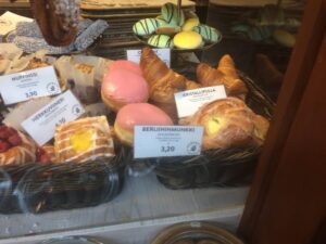 a display of pastries and pastries