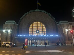 a building with a large arched window