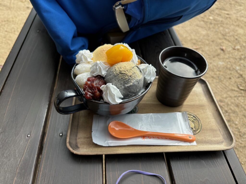 a bowl of ice cream and a cup of coffee