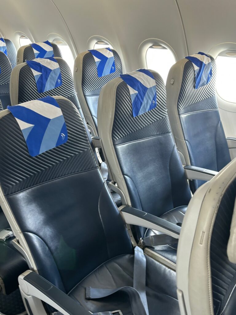 a row of seats in an airplane