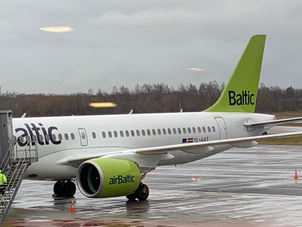 a plane on the runway