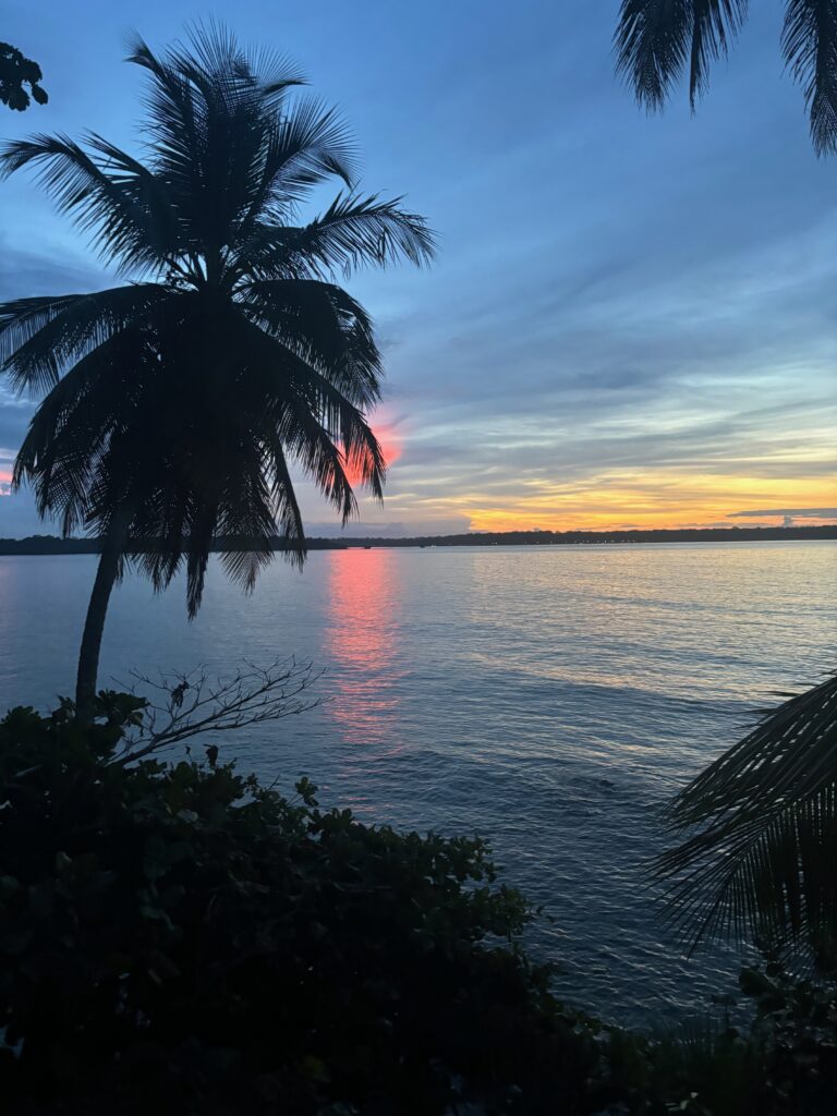 a sunset over a body of water