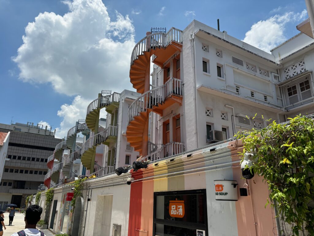 a spiral staircase on a building