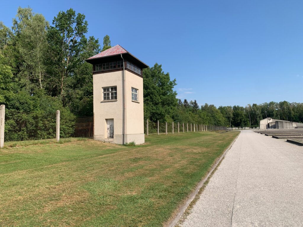 a building next to a road