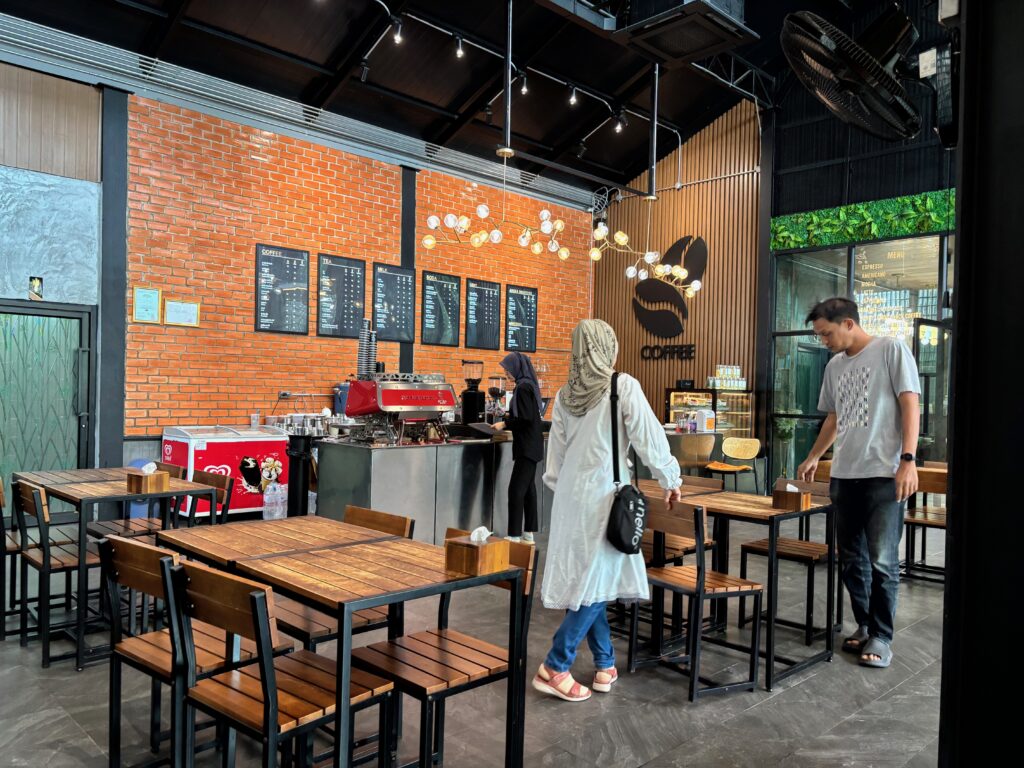 people standing in a restaurant