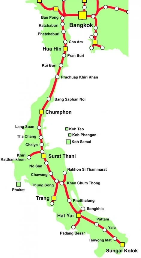 a map of a long line of roads