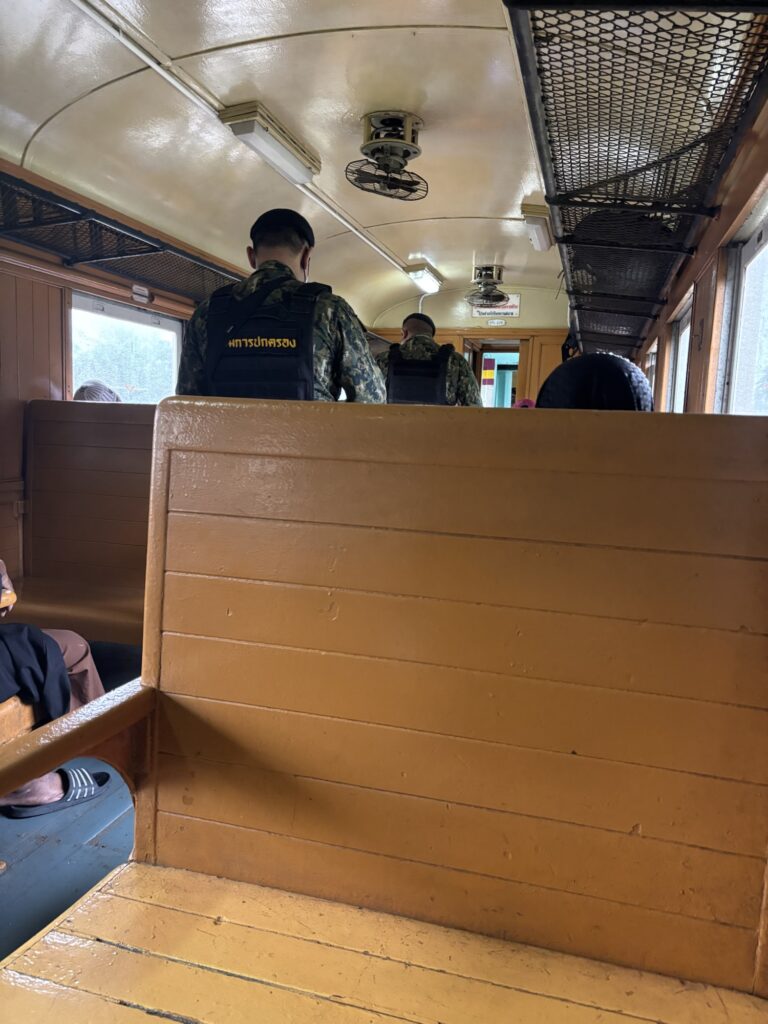 a group of people in a train