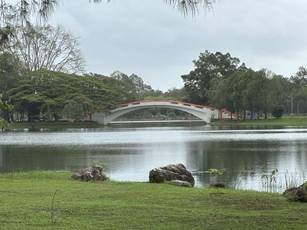 a bridge over a lake