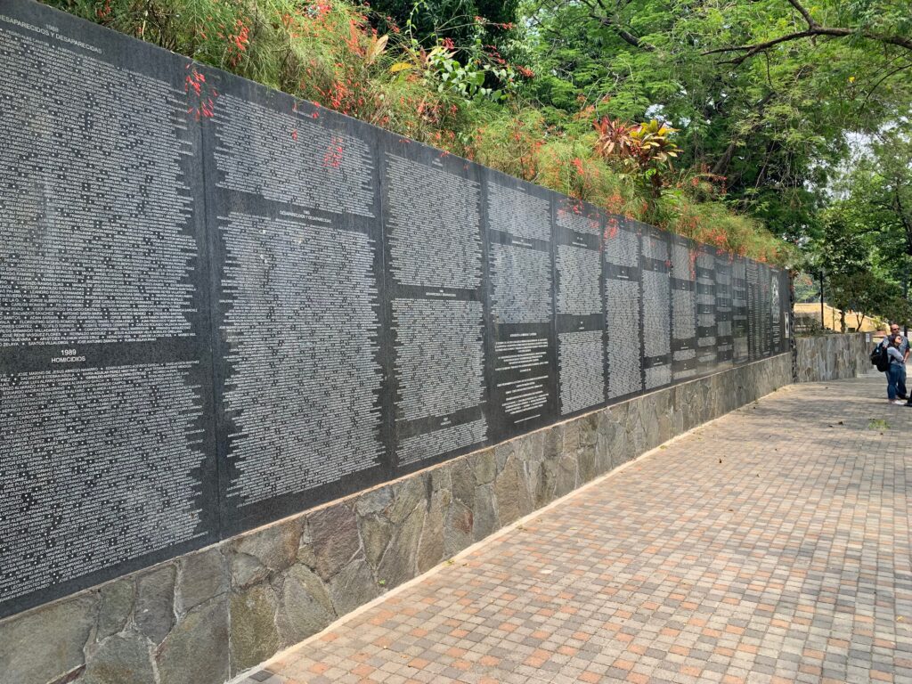 a wall with many names on it