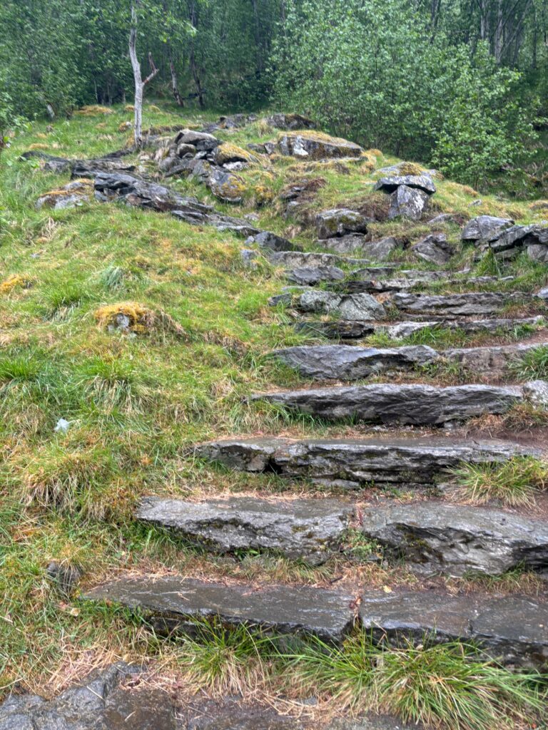 a stone steps on a hill