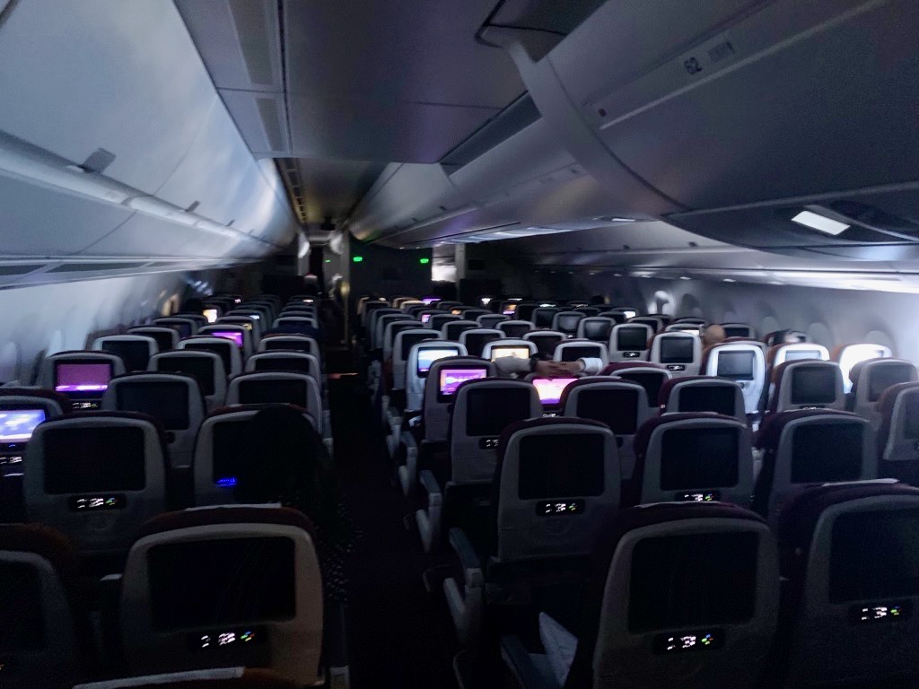 an airplane with seats and seats on