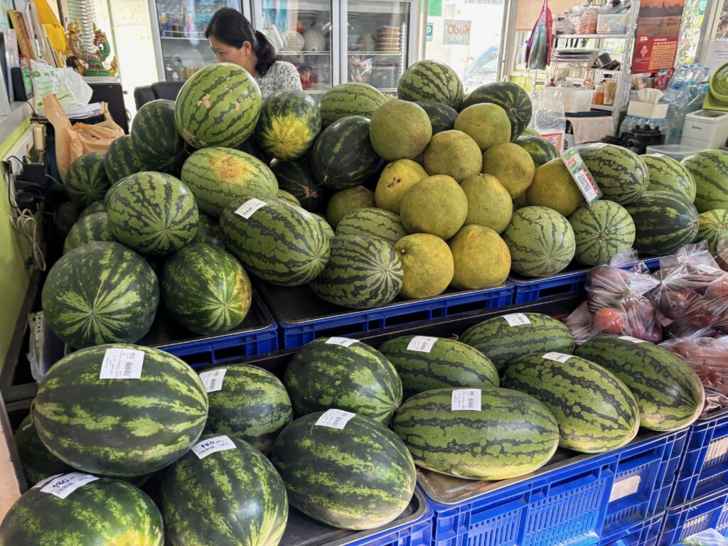 a large pile of watermelons