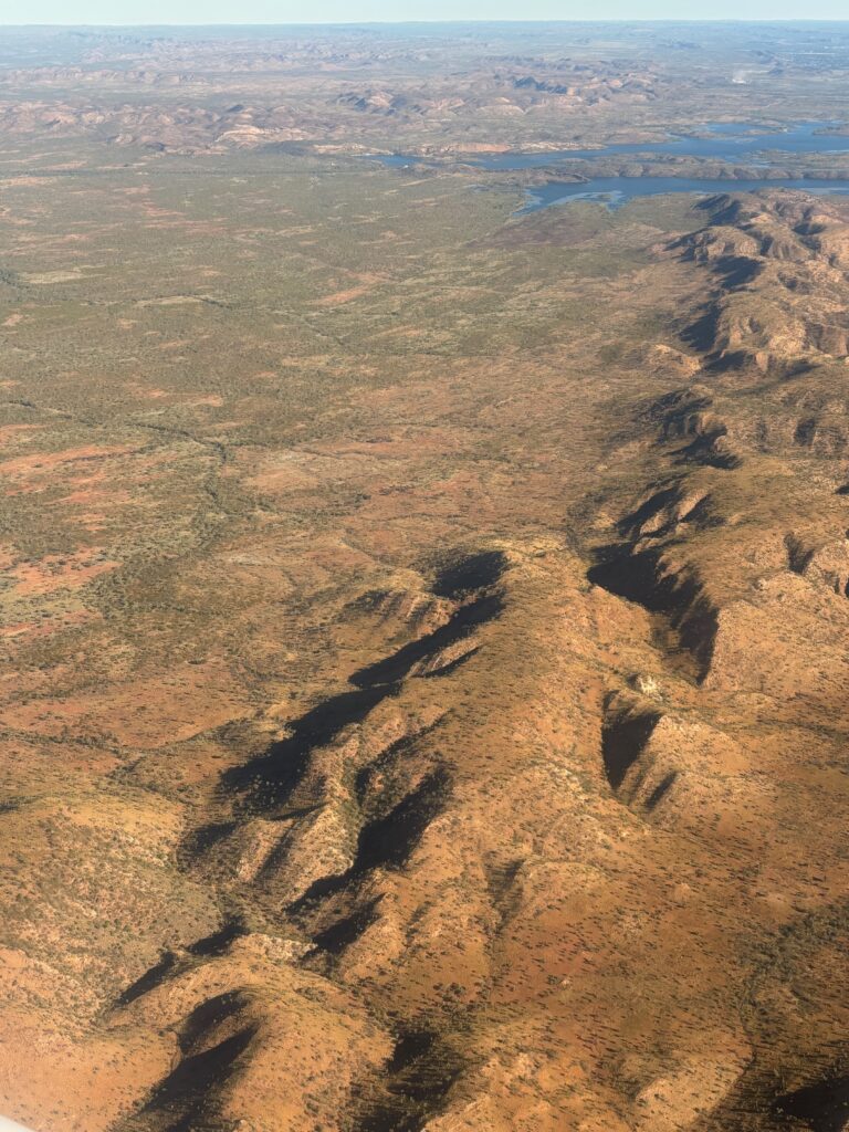 an aerial view of a desert landscape
