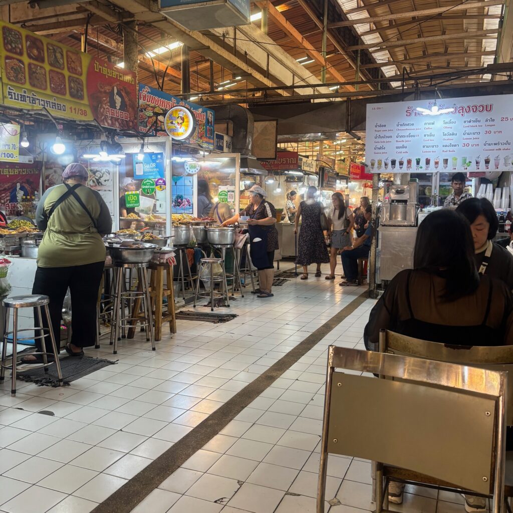 people in a food market