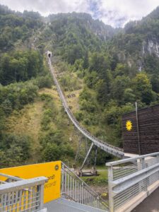 a train going up a hill